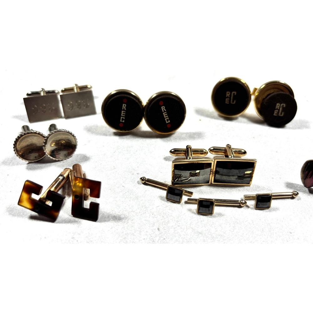 Vintage Men's Dress Accessories Mixed Lot Cufflinks Tie Clips Mid Century